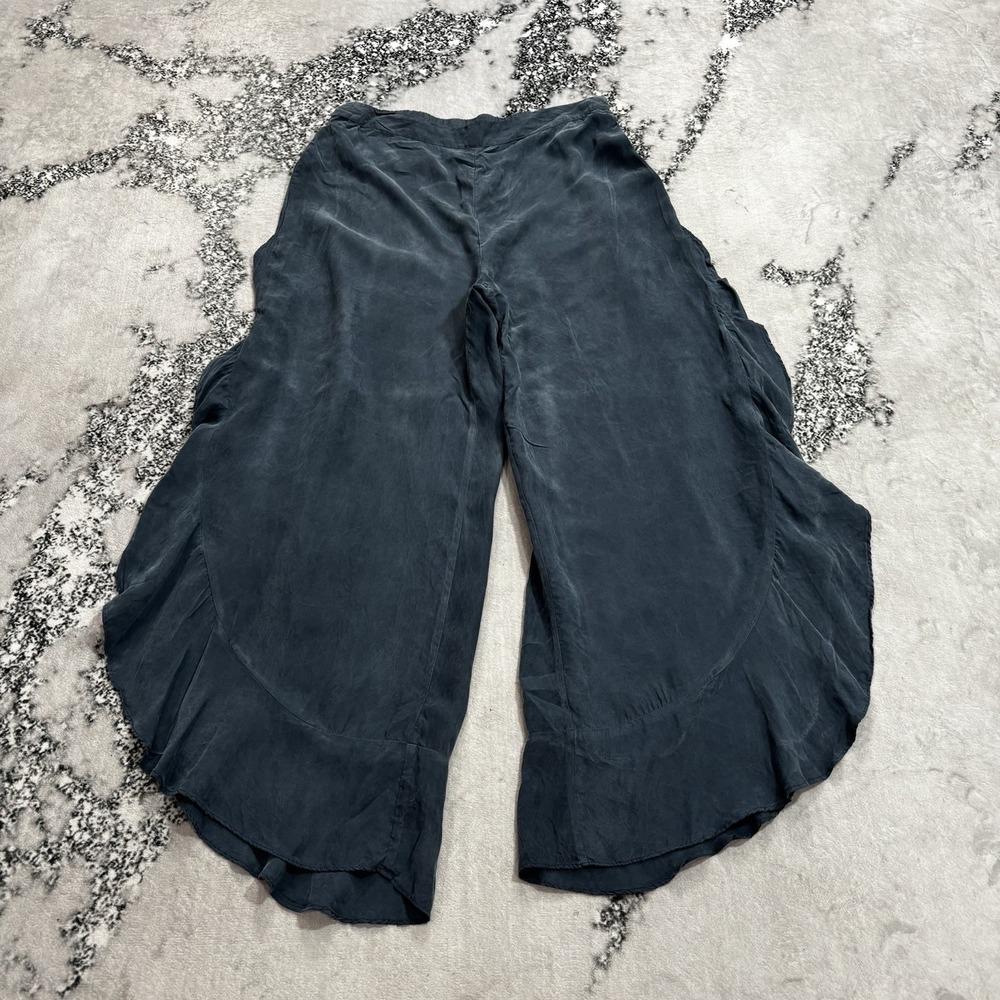 1.State 100% Cupro Wide Leg Balloon Pants Womens Size 14 Blue Draped Boho